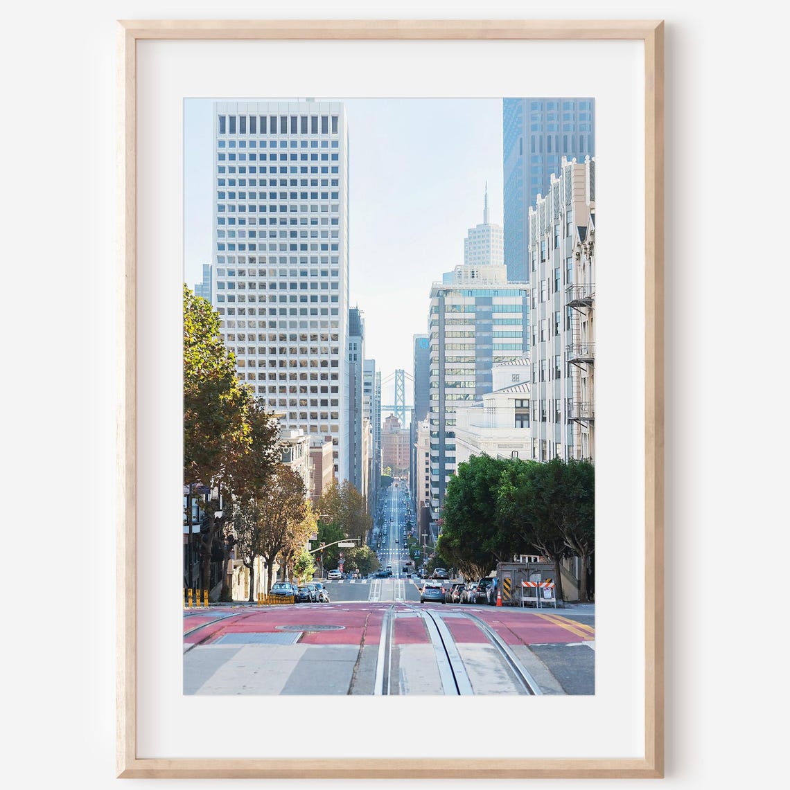 Downtown San Francisco Cable Car Tracks City Street Photography Poster
