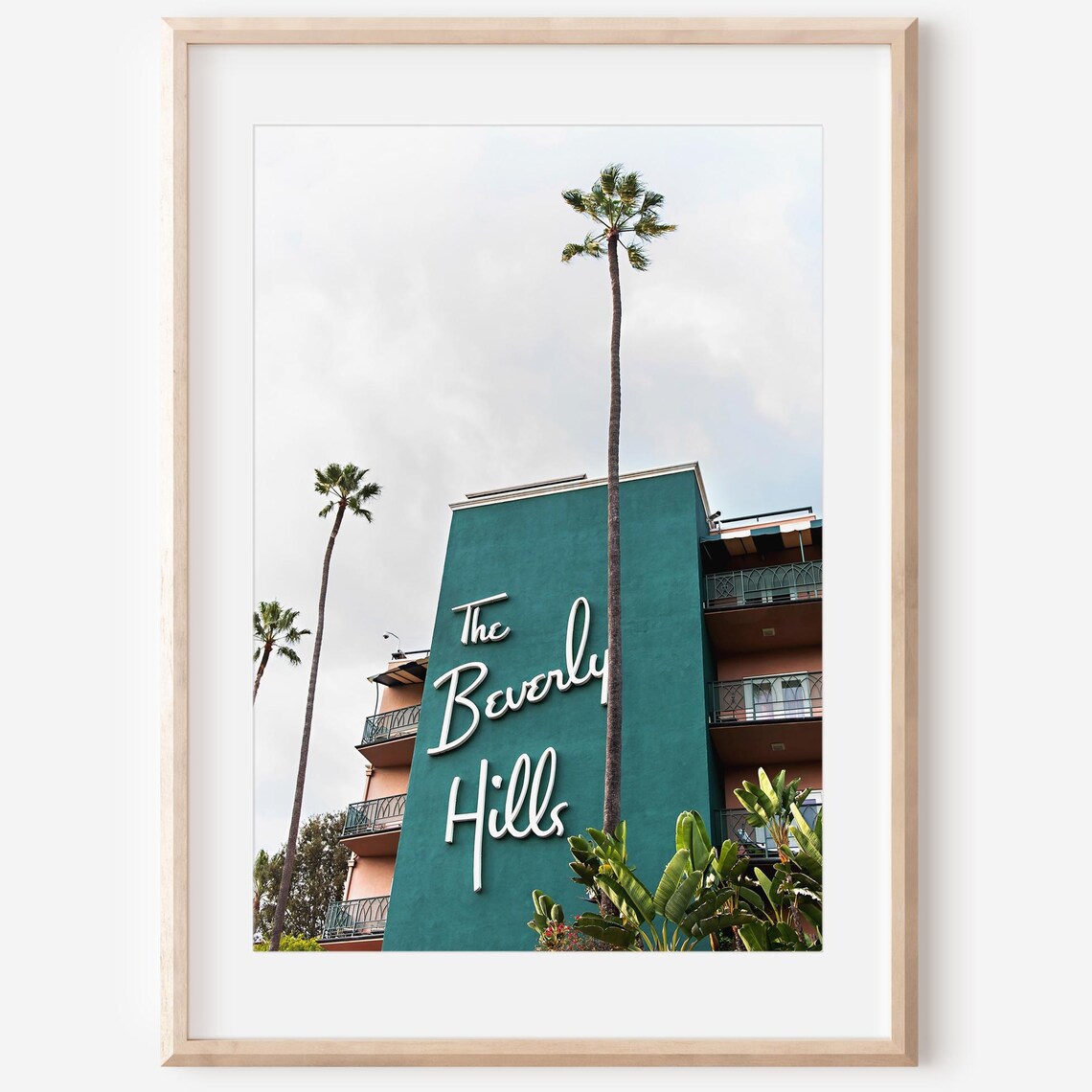 Beverly Hills Hotel Iconic Sign Tower Palm Trees Photo Print