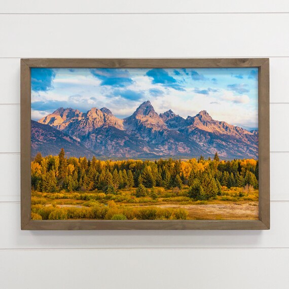 Grand Teton Peaks Above Autumn Foothills National Park Poster