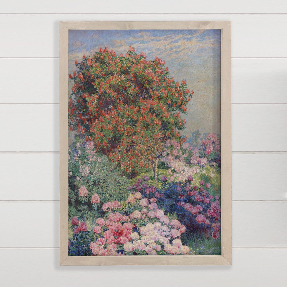 May Flower Garden Red Blossom Tree Pink Peony Painting Poster