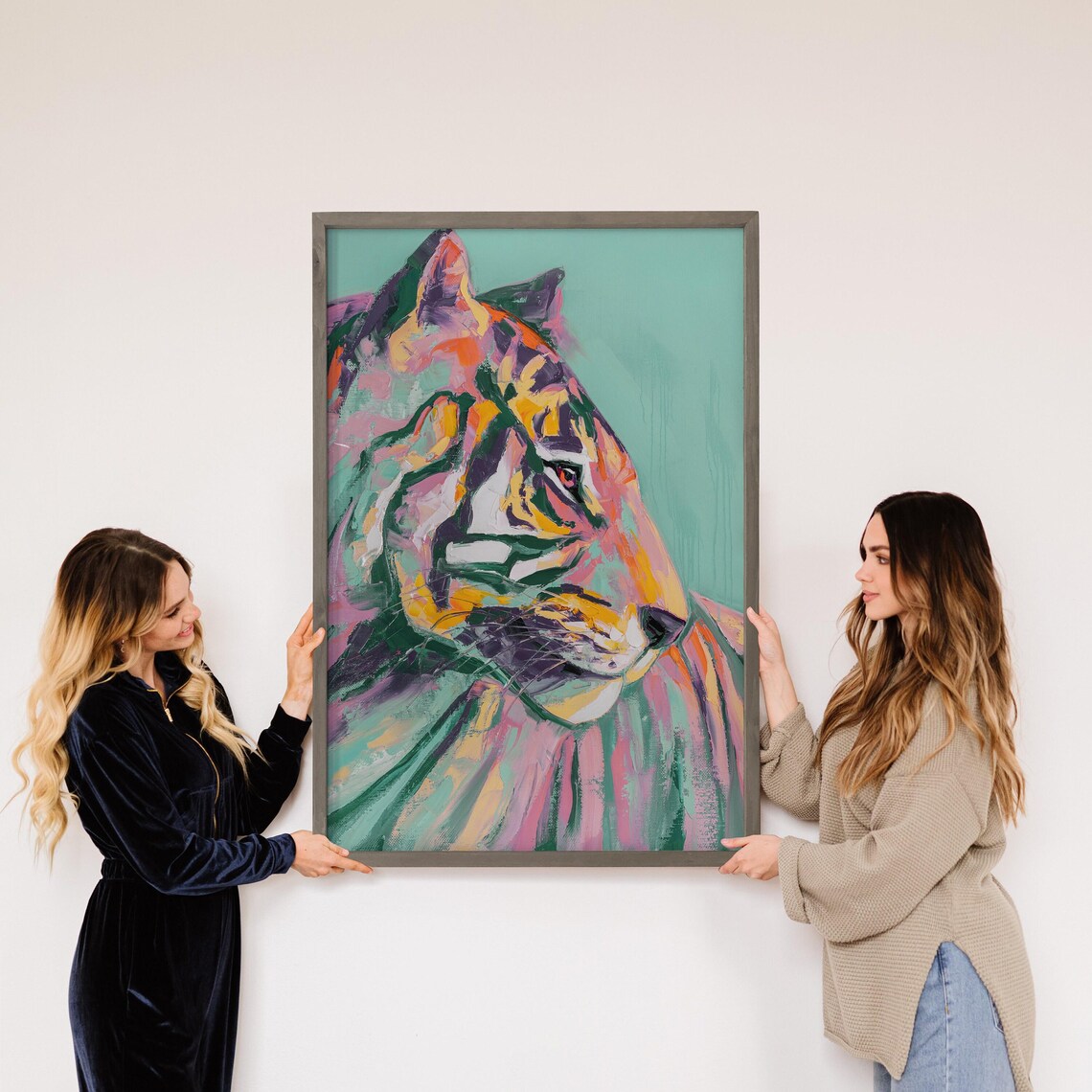 Colorful Tiger Painting, Animal Wall Art Print
