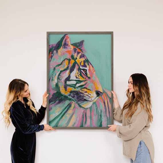 Colorful Tiger Painting, Animal Wall Art Print