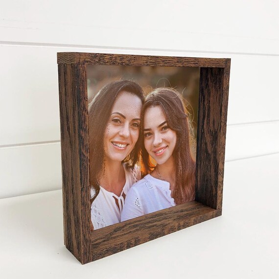 Personalized Mother Daughter Photo Print Wood Frame Custom Gift