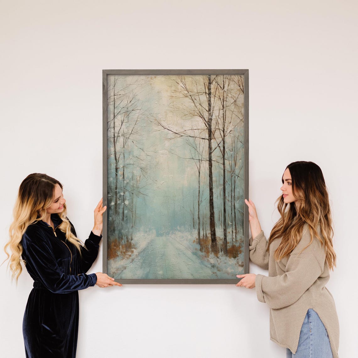 Icy Winter Forest Road Through Bare Trees Frosty Landscape Poster