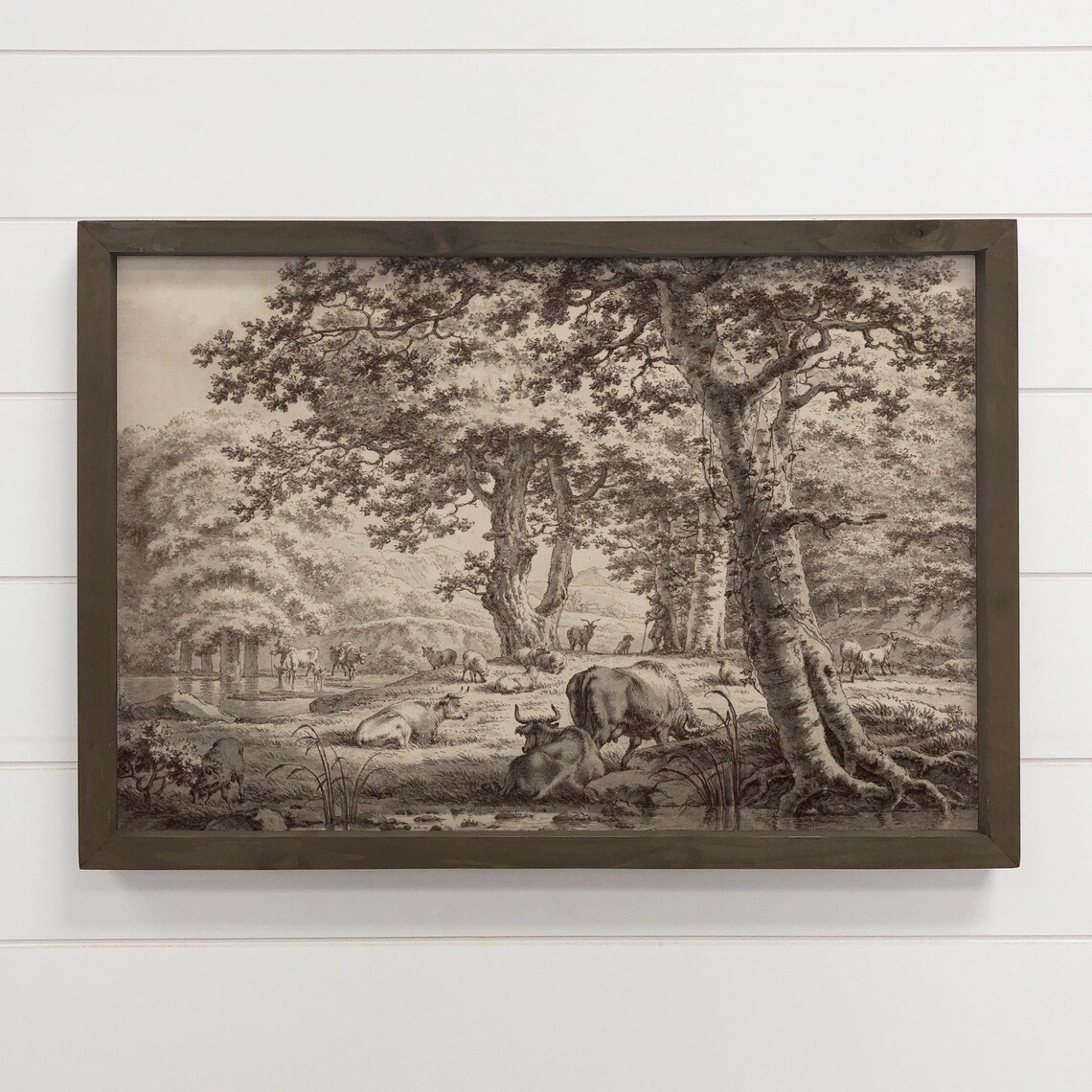 Cows Under Trees Farmhouse Wall Art Print