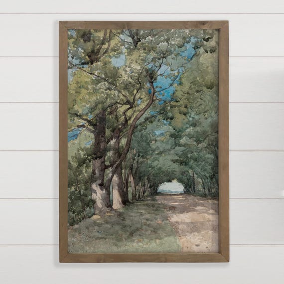 Trees Painting Tree Tunnel Canvas Wall Art Wood Framed Nature