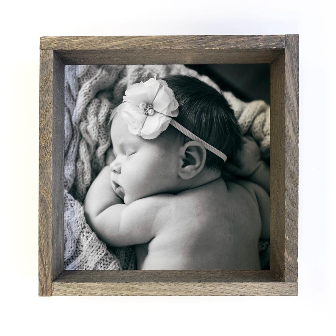 Custom Newborn Baby Photo Canvas Personalized Black and White Gift Print