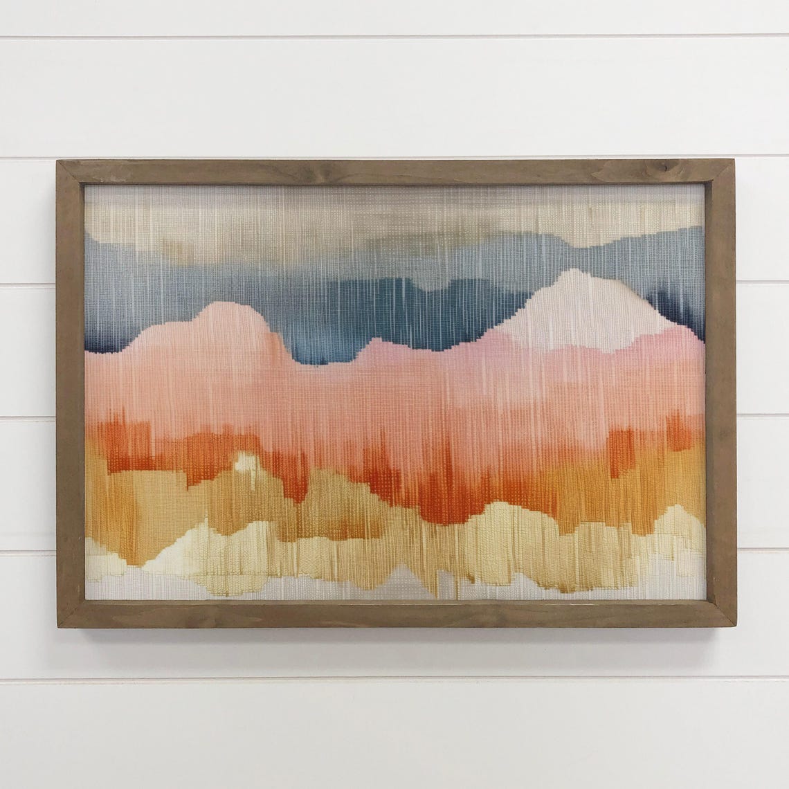 Abstract Layered Mountain Peaks Woven Texture Pastel Wall Art