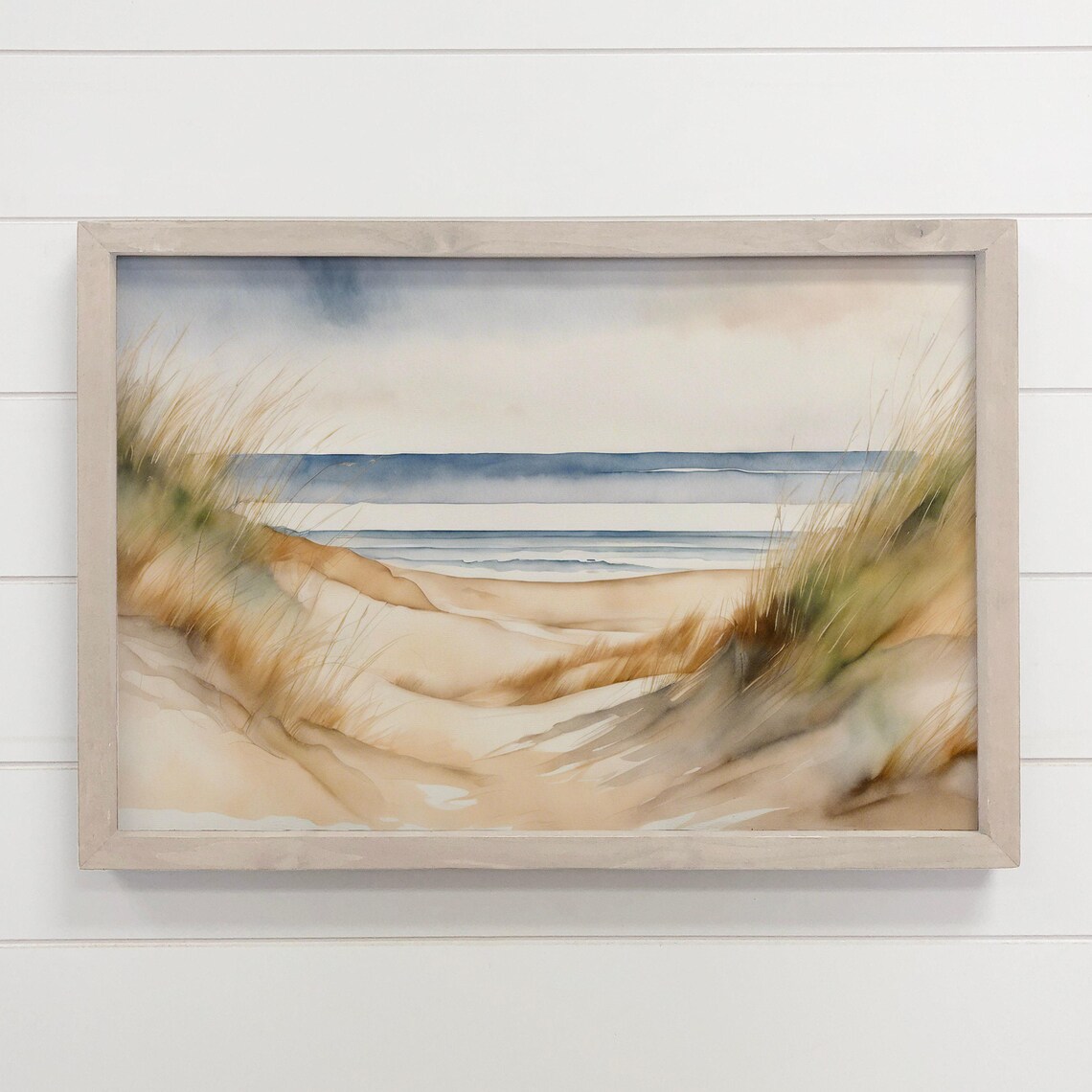 Sandy Dune Path to Sea Soft Watercolor Coastal Beach Landscape Poster