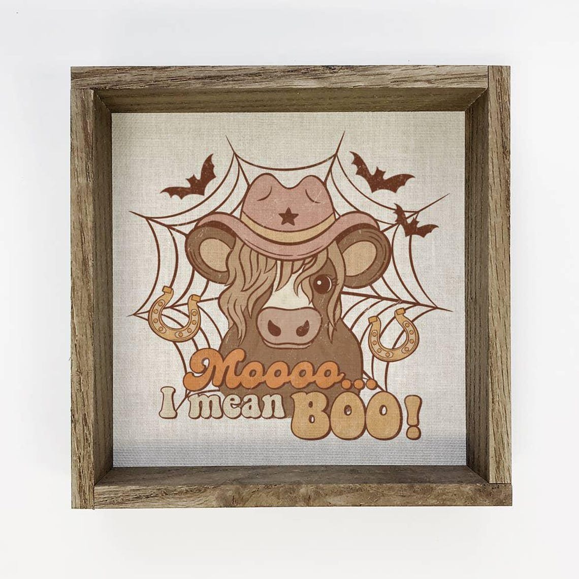 Moo I Mean Boo Retro Cow Framed Halloween Animal Art