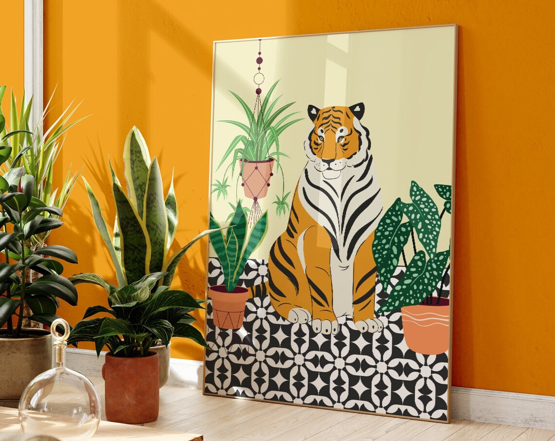 Tiger Print, Jungle Wall Art for Living Room