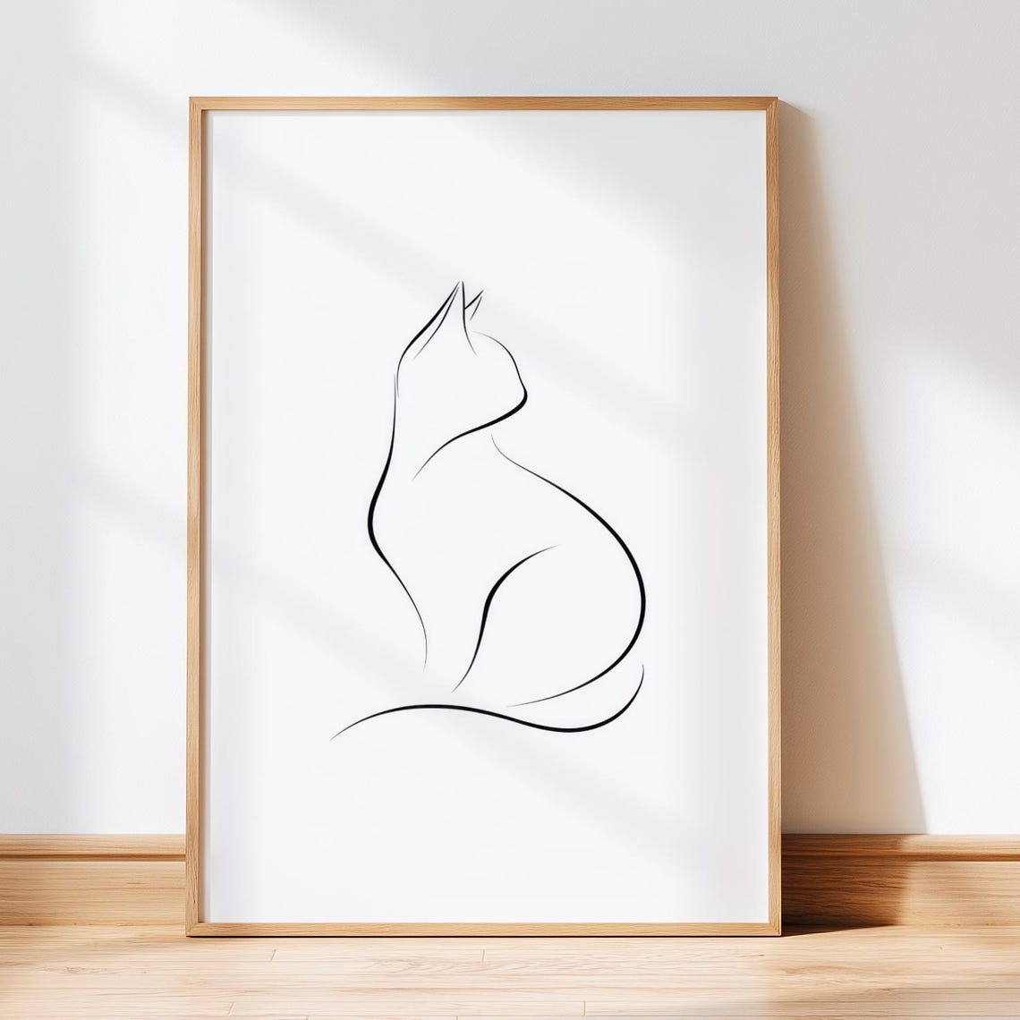 Sitting Cat Single Continuous Line Minimalist Modern Line Art Poster