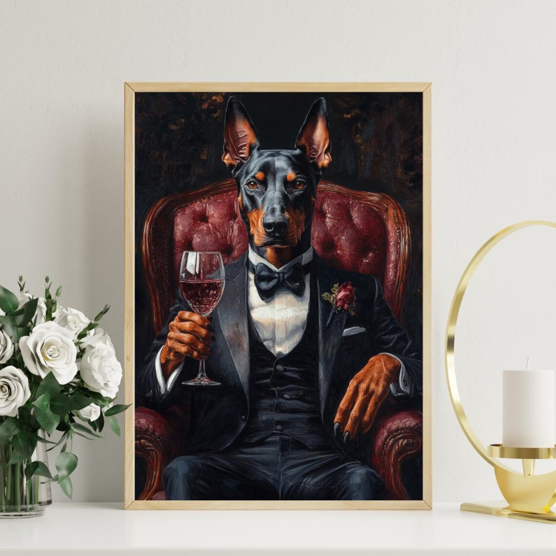 Doberman Pinscher In Tuxedo Art Print - Image 3