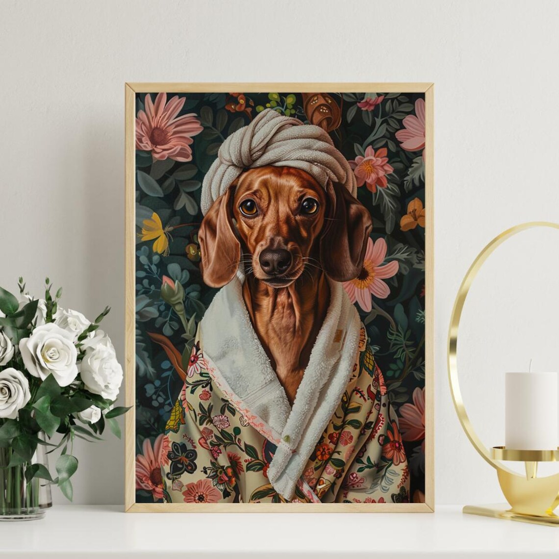 Dachshund In Bathrobe Bathroom Dog Poster Print - Image 3