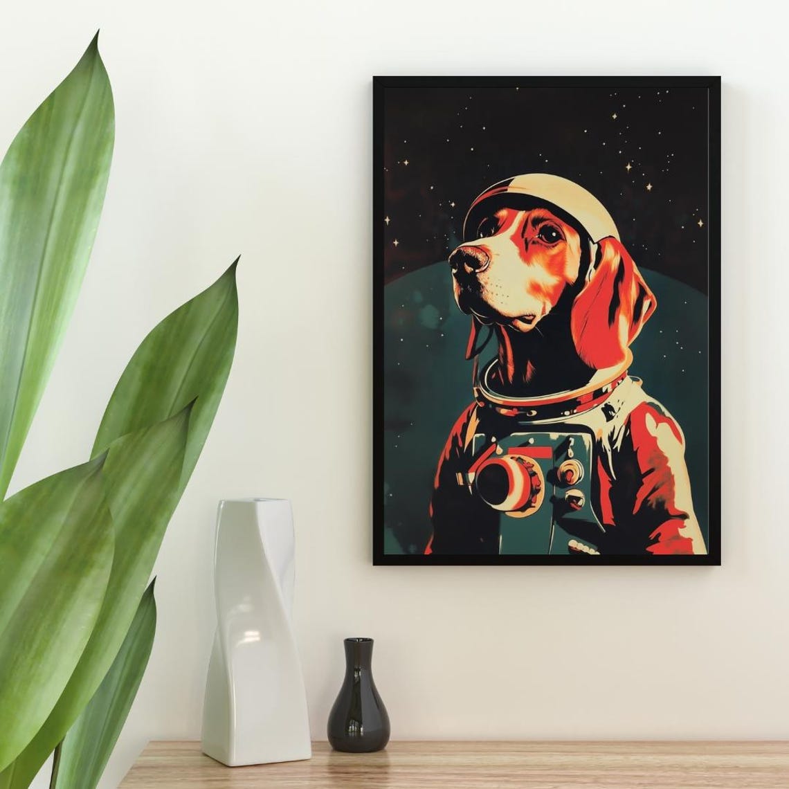 Bloodhound Astronaut Retro Space Dog Pop Art Portrait Poster Gift - Image 2
