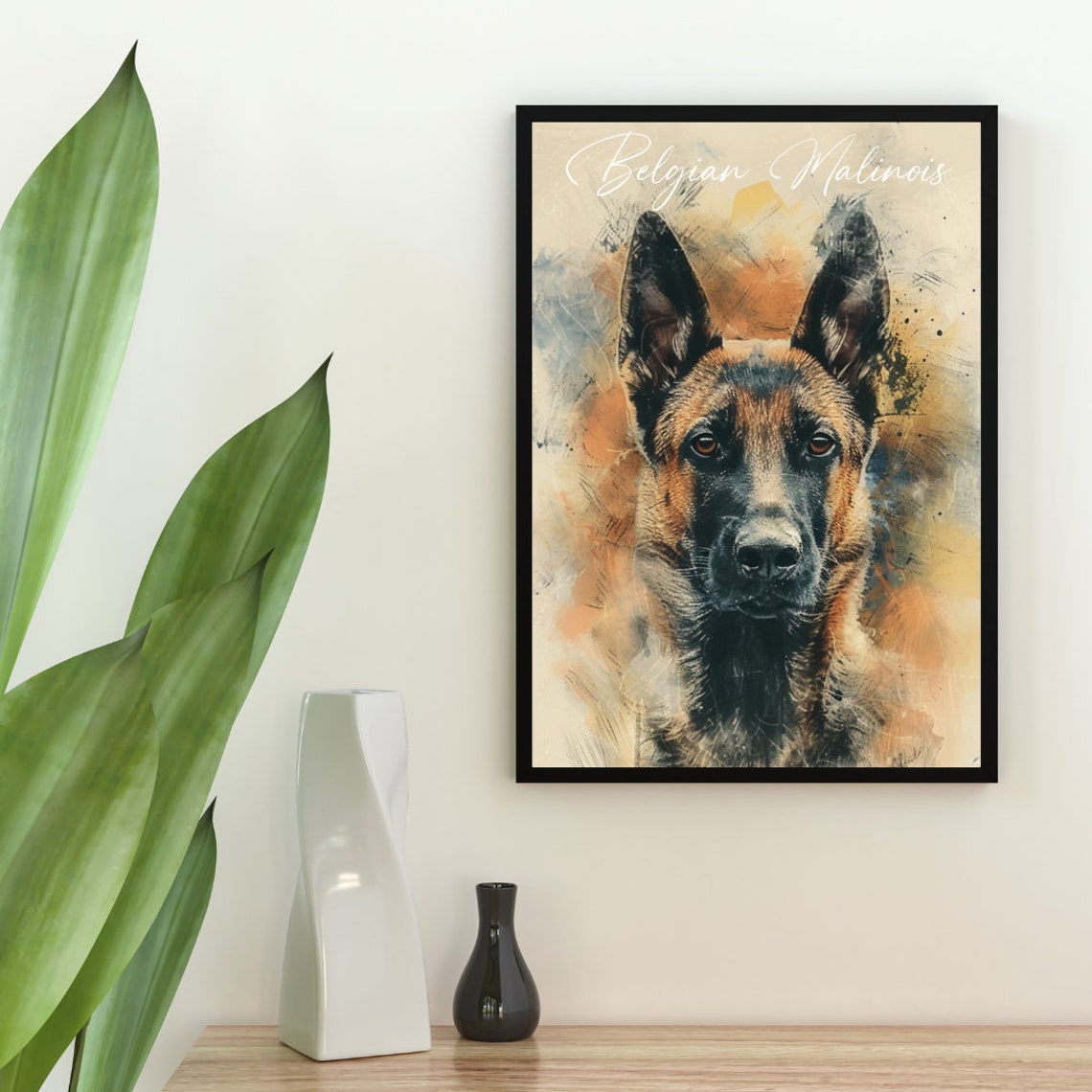 Belgian Malinois Watercolor Portrait Loyal Working Dog Art Poster - Image 2