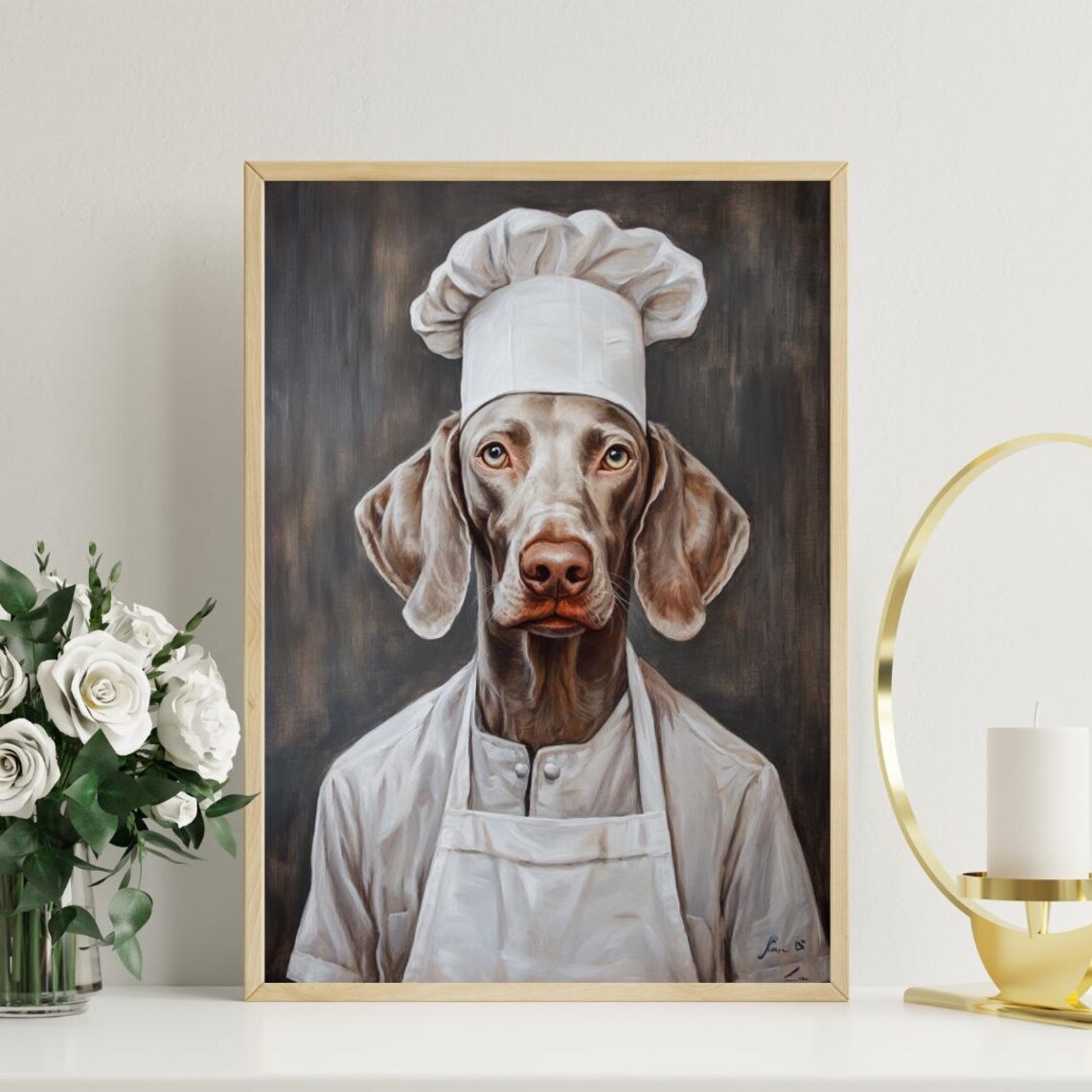 Weimaraner in Chef's Hat, Funny Kitchen Art Print - Image 3