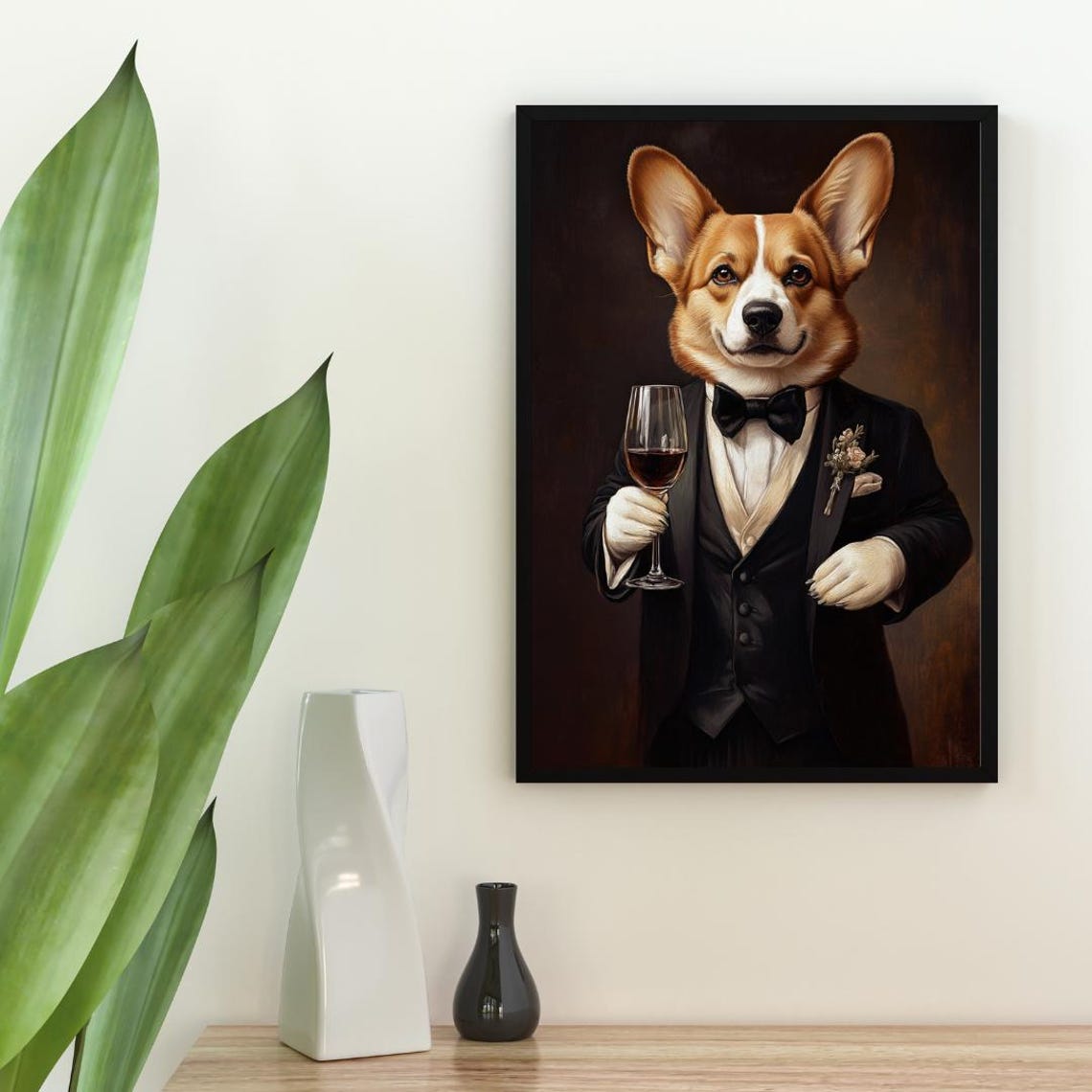 Cardigan Welsh Corgi In Tuxedo Poster Pet Poster Corgi In Suit Print Dog Wall Art Corgi Portrait Dog Living Room Poster Funny Corgi Art - Image 2