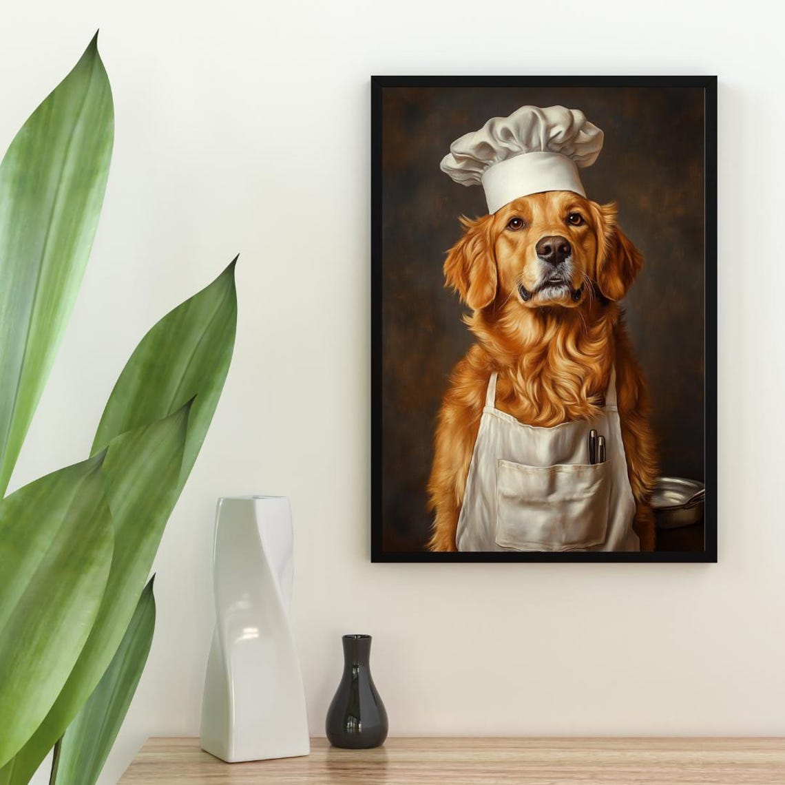 Golden Retriever Chef Dog Portrait Poster Funny Kitchen Decor Gift - Image 2