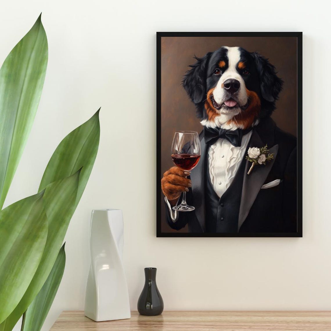 Bernese Mountain Dog In Tuxedo Poster Dog Poster Bernese Mountain Dog In Suit Print Dog Wall Art Bernese Mountain Dog Portrait Pet Art - Image 2