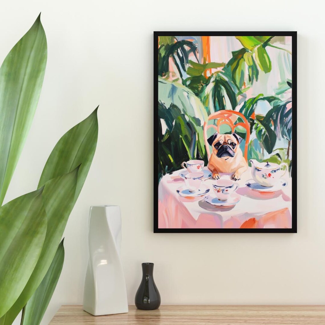 Retro Pug Oil Painting Vintage Dog Art Print - Image 2