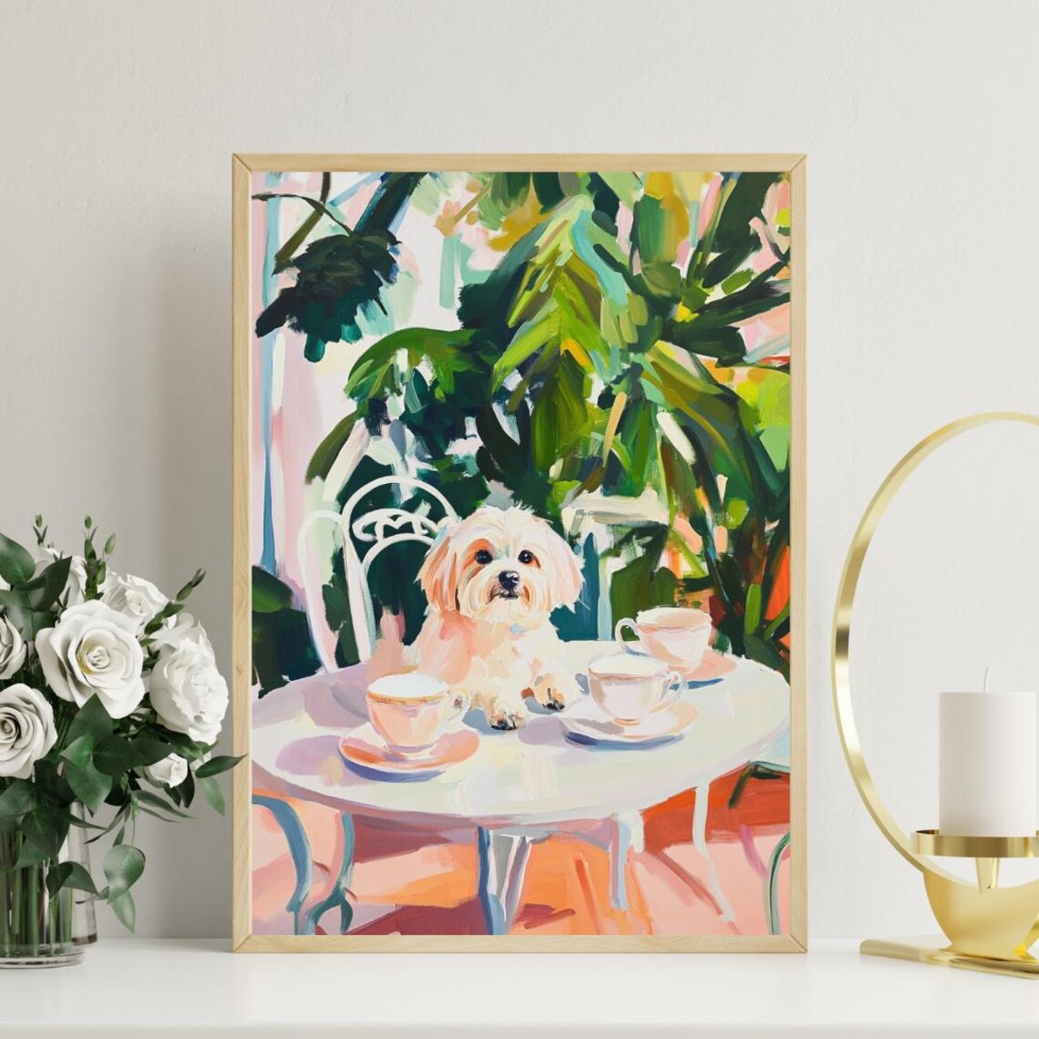 Retro Maltese Dog Poster, Vintage Oil Painting - Image 3