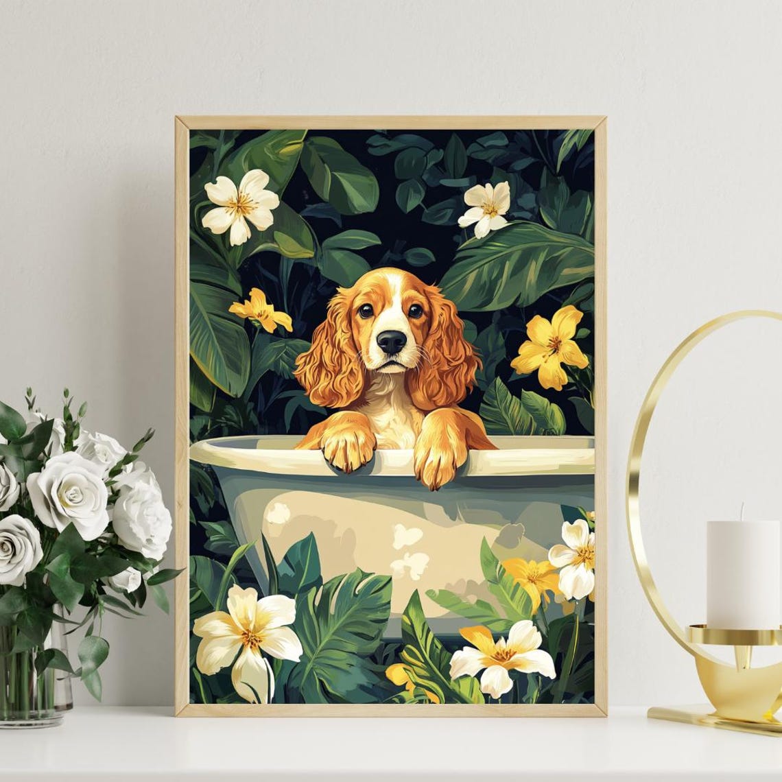 Cocker Spaniel In Bathtub Poster Funny Dog Poster Cocker Spaniel Bathroom Print Cocker Spaniel Bath Poster Pet Poster Dog Bathroom Art - Image 3
