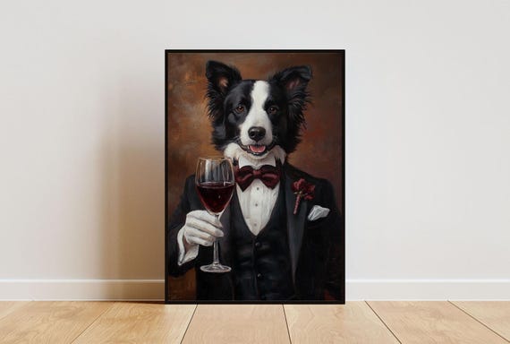 Border Collie In Tuxedo Poster Pet Poster Border Collie In Suit Print Dog Wall Art Border Collie Portrait Funny Border Collie Art Pet