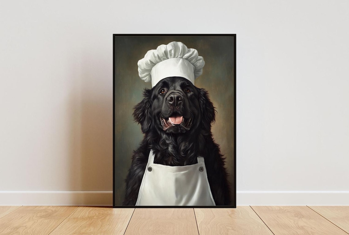 Newfoundland in Chef's Hat Dog Kitchen Art Print