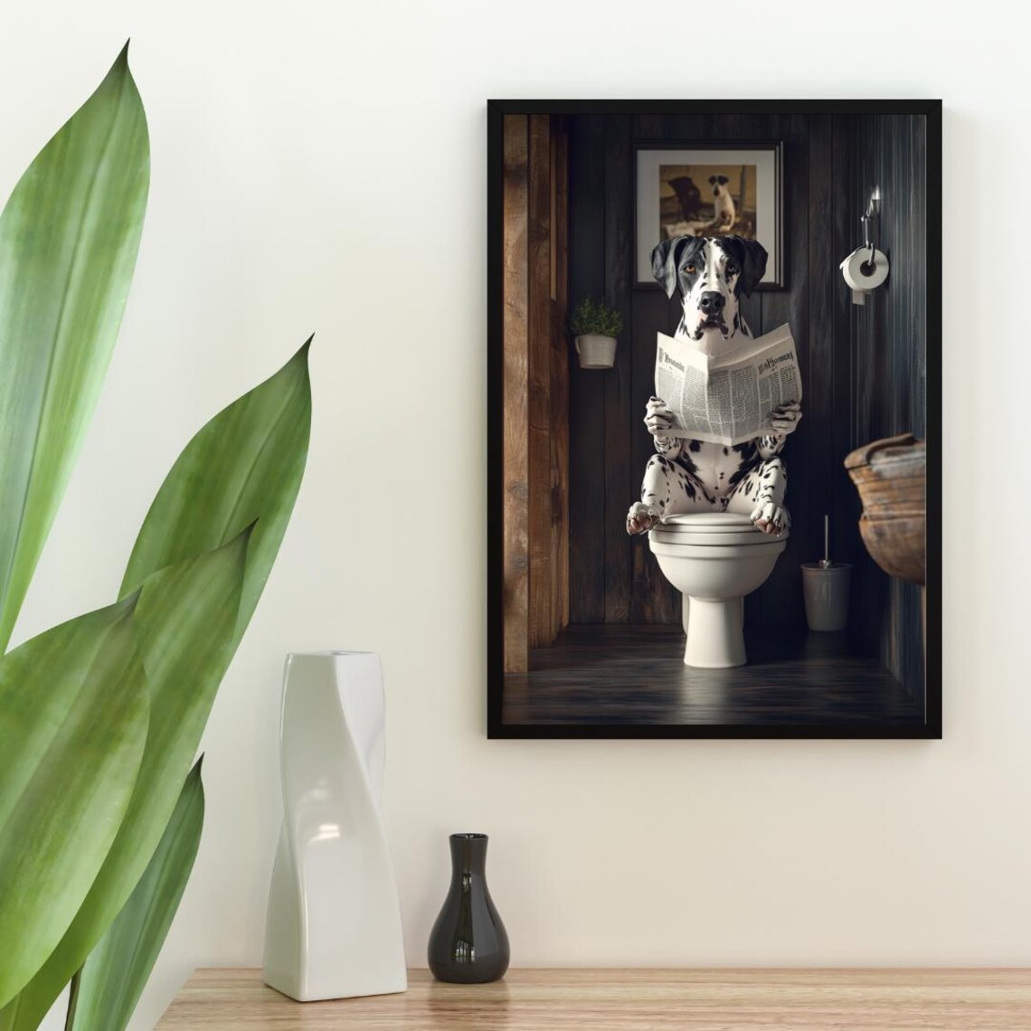 Great Dane On Toilet Poster Dog Poster Great Dane Bathroom Print Dog Toilet Wall Art Great Dane Portrait Dog Bathroom Poster Dog Print - Image 2