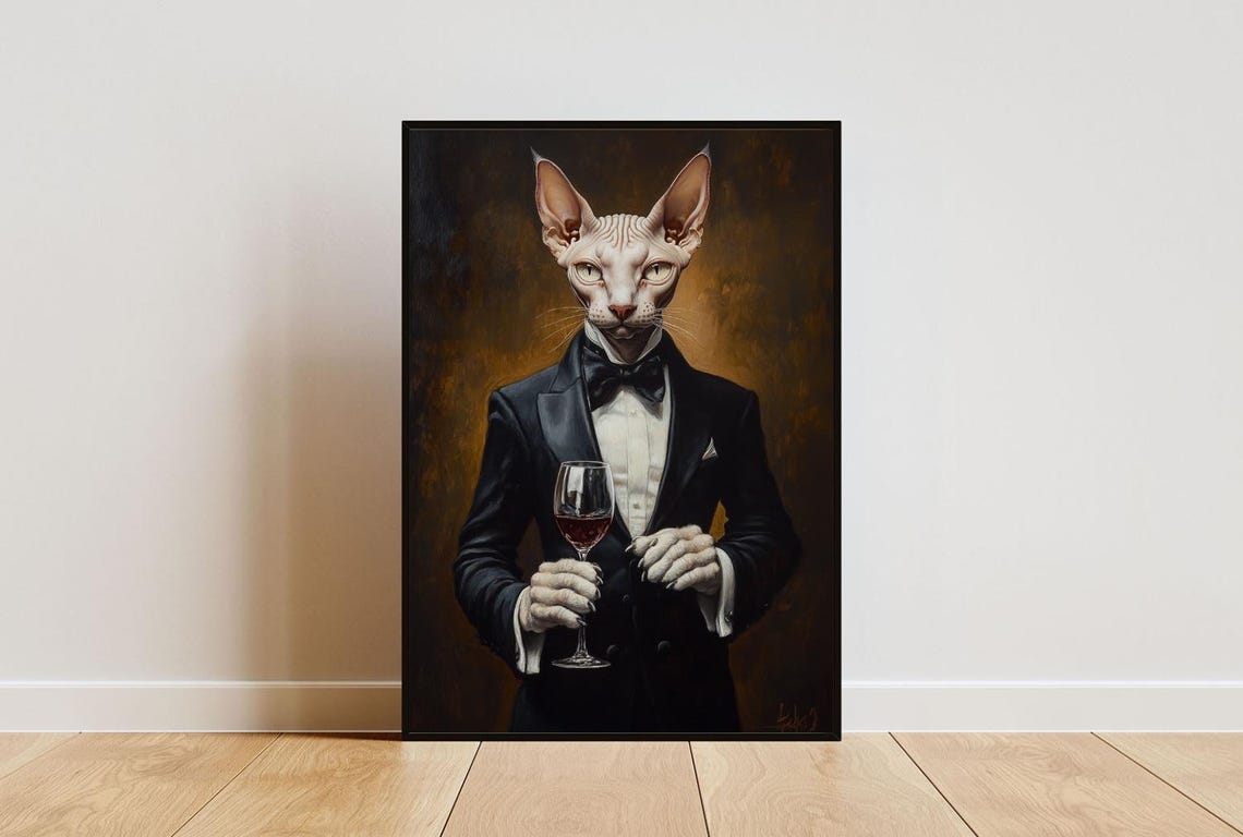 Cornish Rex In Tuxedo Poster Poster Cornish Rex In Suit Print Cornish Rex Portrait Funny Cornish Rex Art Funny Pet Print Cat Print