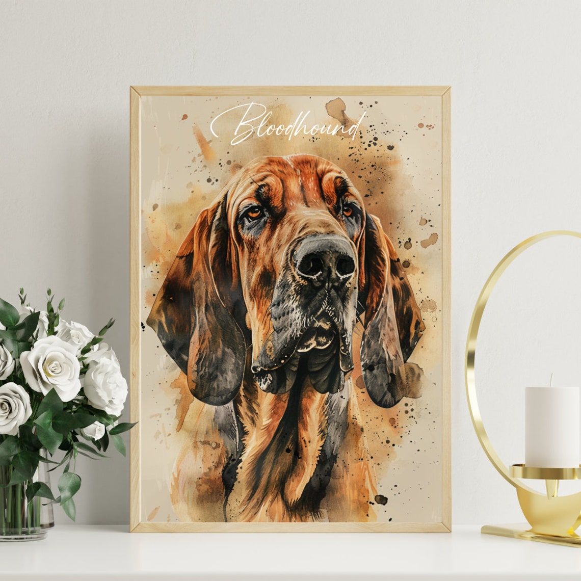 Bloodhound Poster Dog Poster Bloodhound Print Dog Wall Art Personalised Dog Photo Bloodhound Watercolour Pet Portrait Pet Dog - Image 3