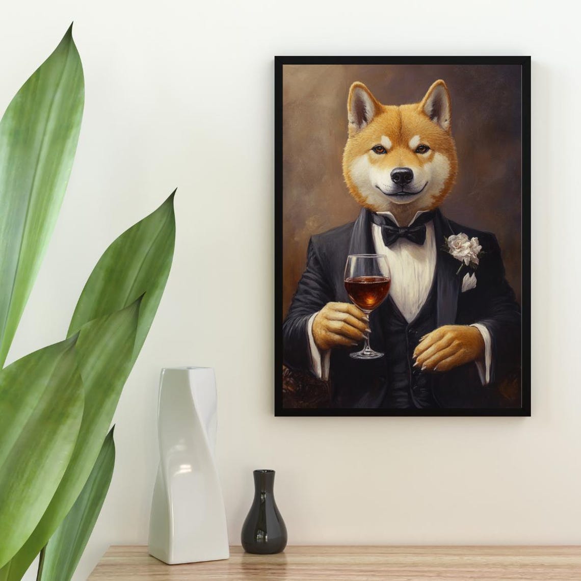 Akita In Tuxedo Poster Pet Poster Akita In Suit Print Akita Portrait Dog Living Room Poster Funny Akita Art Funny Pet Print Dog Print - Image 2