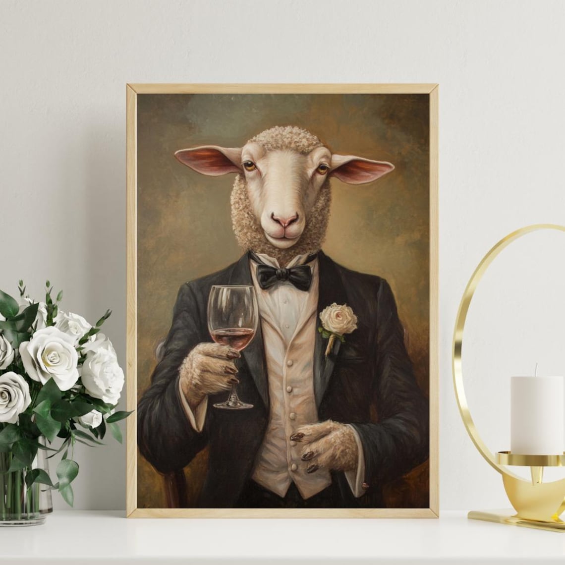 Sheep in Tuxedo Funny Animal Poster Print - Image 3