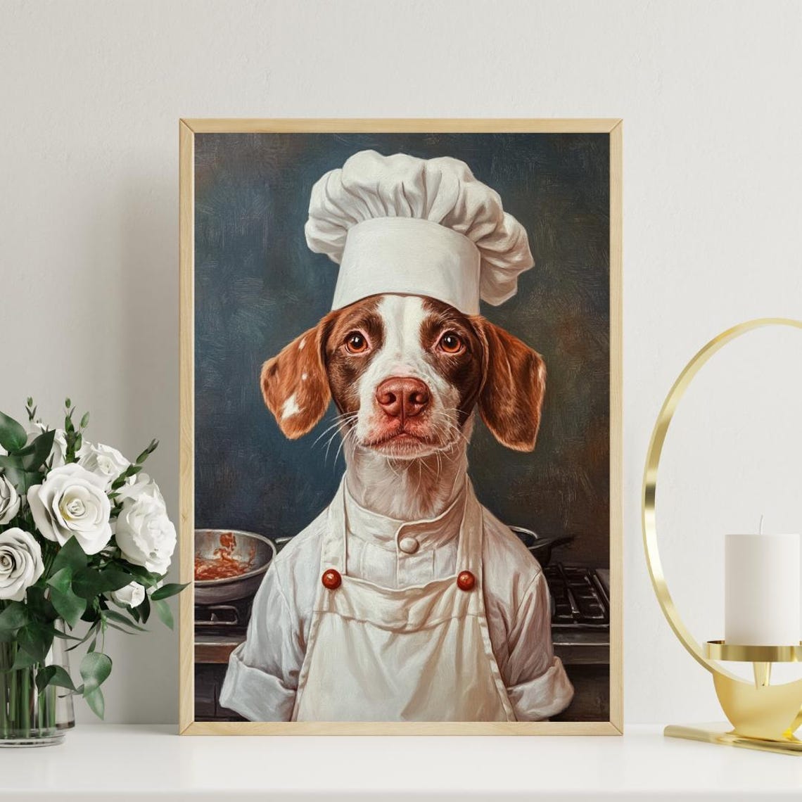 Brittany Spaniel Chef Dog Portrait Poster Funny Kitchen Decor Gift - Image 3