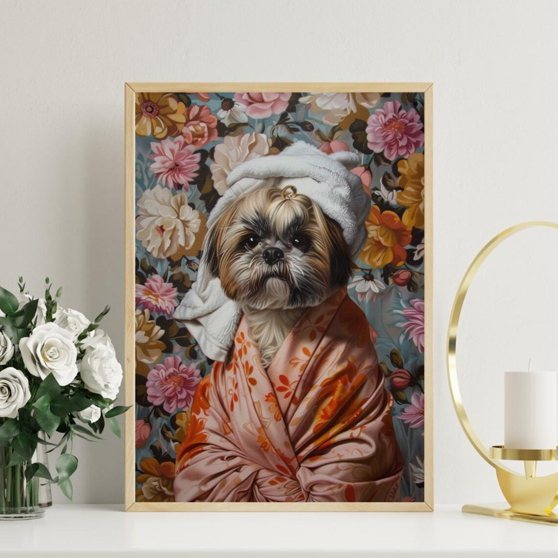 Shih Tzu Bathroom Portrait, Dog Bathroom Wall Art - Image 3