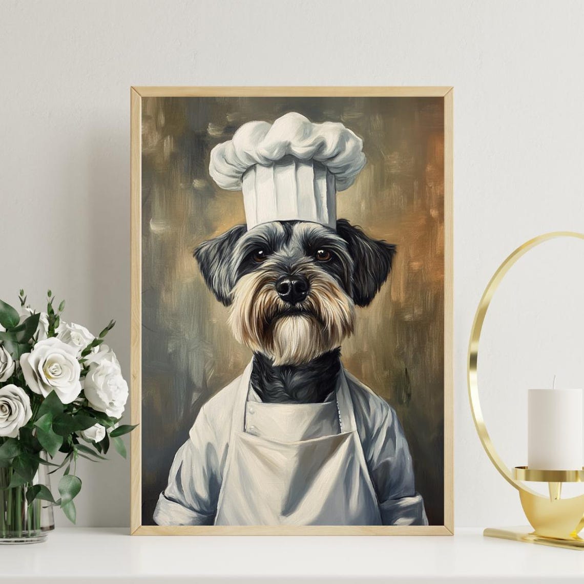 Miniature Schnauzer Chef Dog Portrait Funny Pet Kitchen Art Poster - Image 3