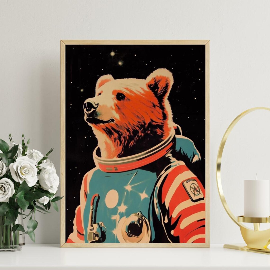 Bear Astronaut Retro Space Poster, Vintage Print - Image 3