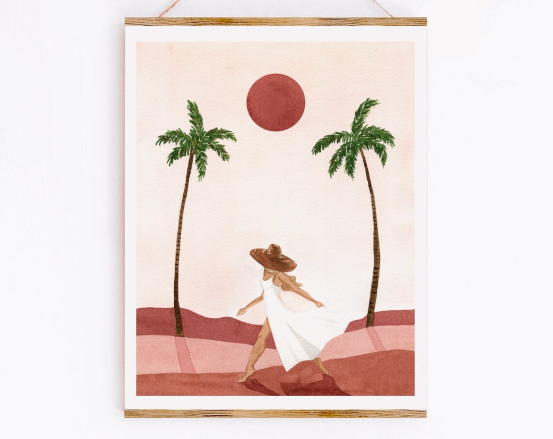 Boho Sunset Desert Tropical Minimal Art Print - Image 2