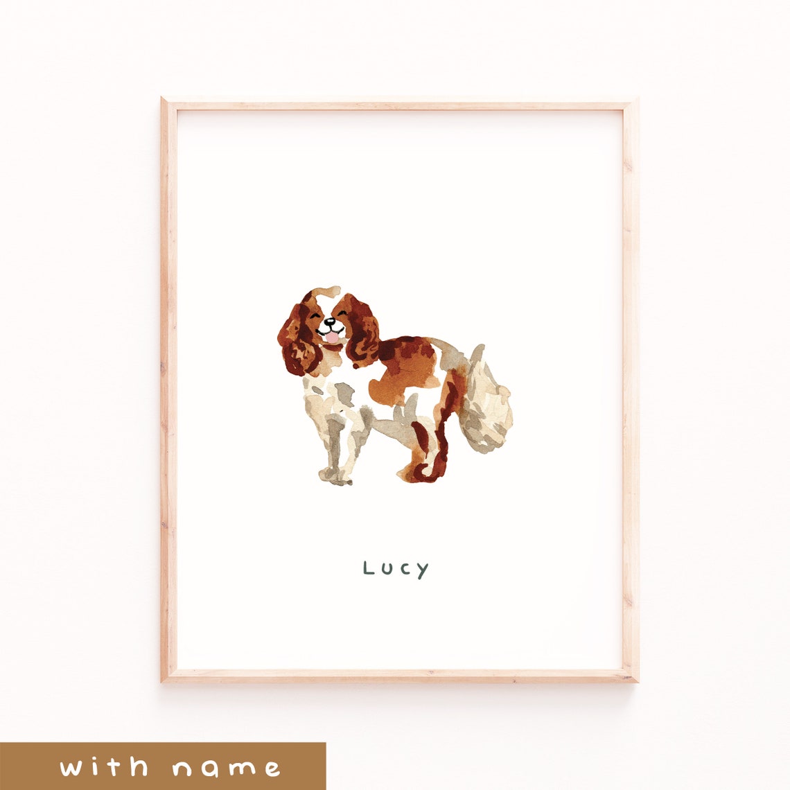 Cavalier King Charles Spaniel Personalized Name Watercolor Pet Poster