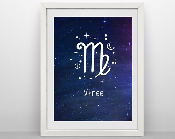 Virgo White Zodiac Sign Starry Night Sky Astrology Gift Poster