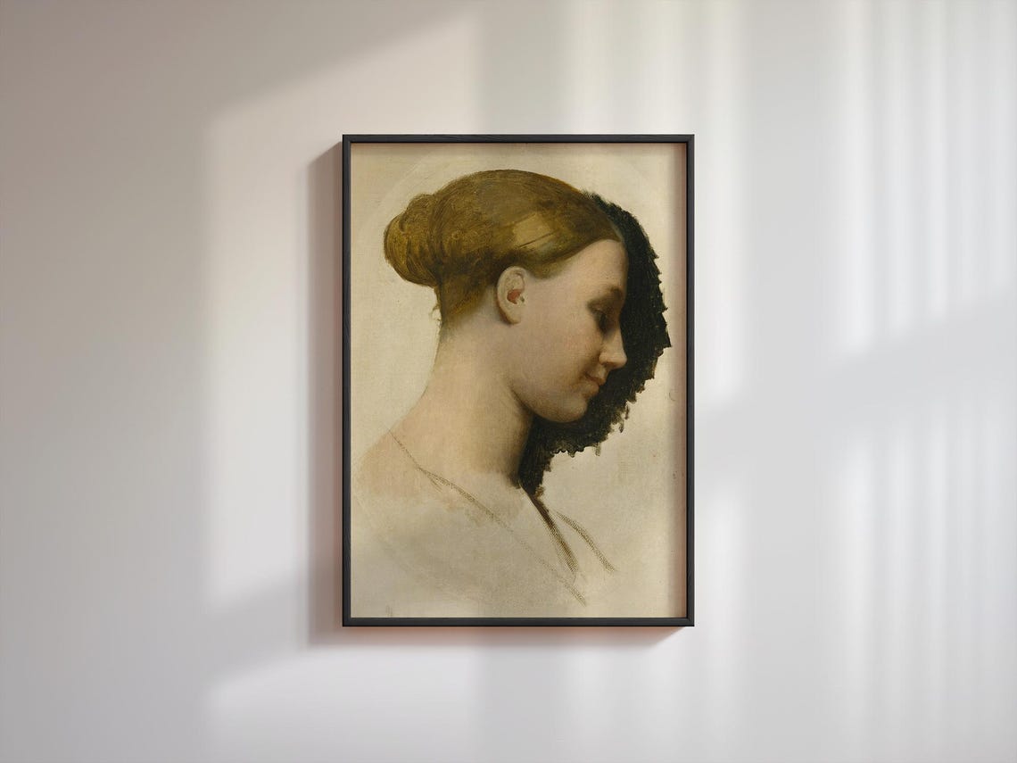 Vintage Unfinished Portrait Art Print Portrait Painting Wall Art Oil Painting Print Living Room Art A 57 - Image 3