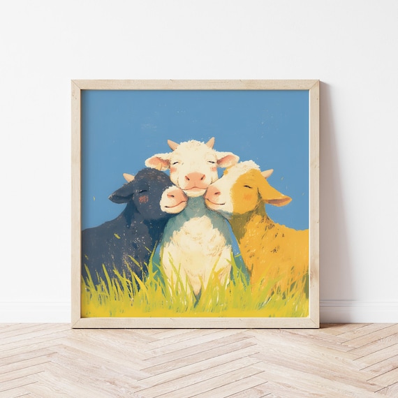 Lovely Calf Illustration, Baby Cow Nursery Art Print