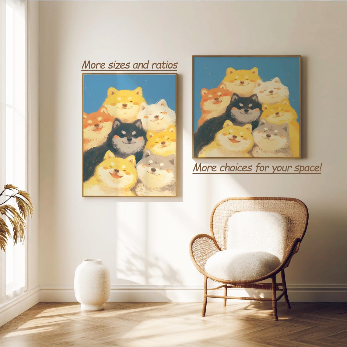 Seven Smiling Shiba Inu Dogs Piled Together Cute Funny Puppy Poster - Image 2