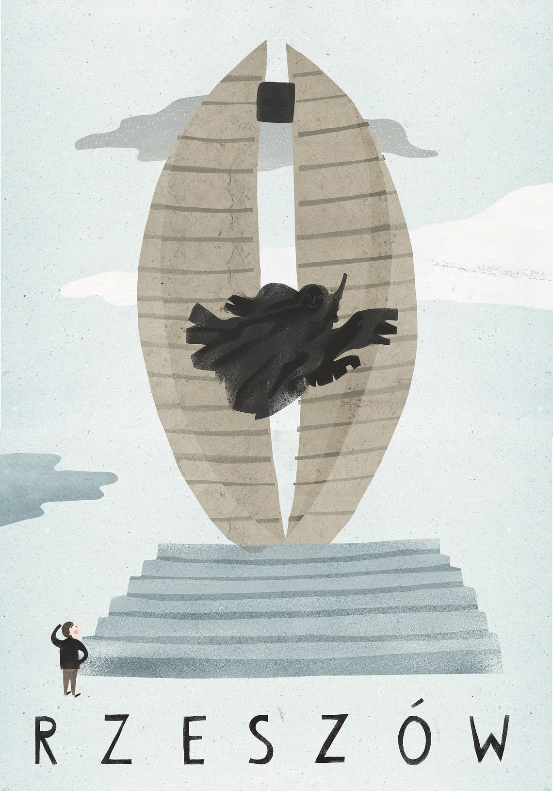 Rzeszow Winged Monument City Landmark Minimalist Travel Poster - Image 2
