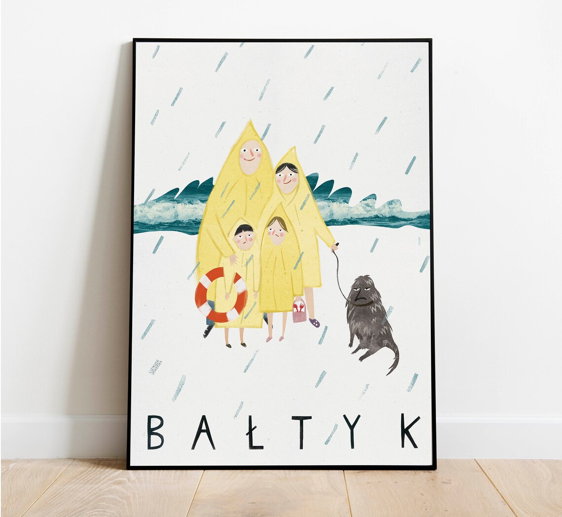 Batyk Polish Sea Vintage Travel Poster, Beach Design