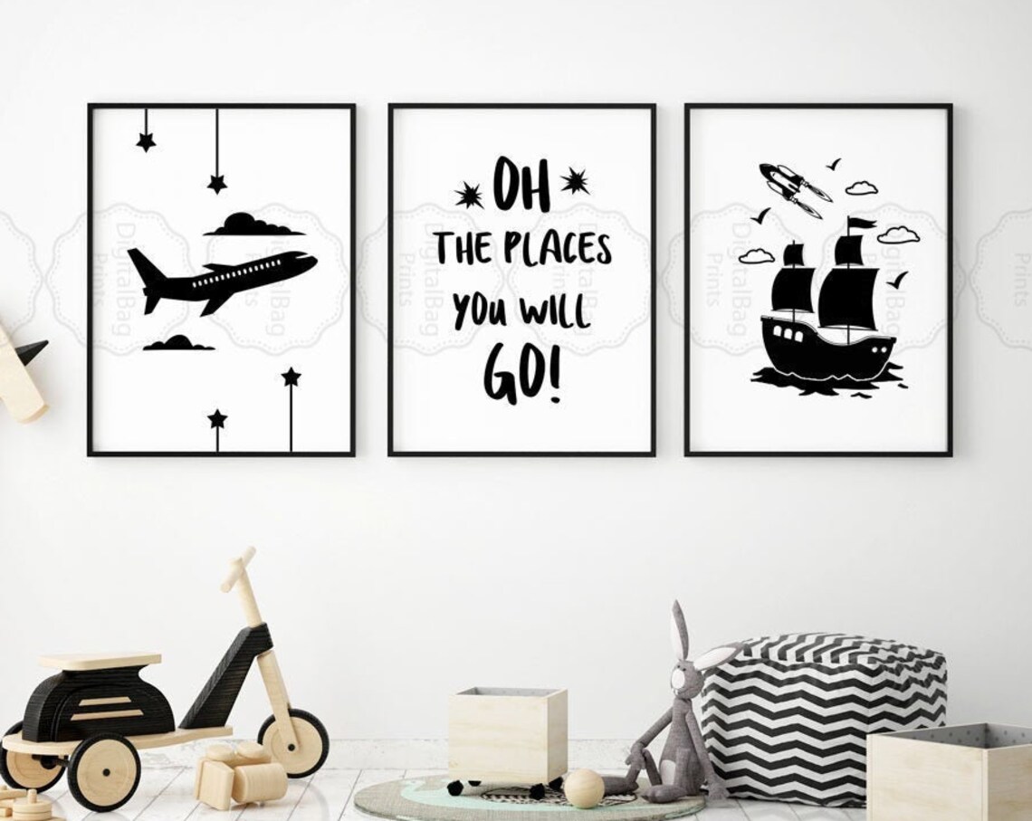 Oh The Places You Will Go Nursery Adventure Travel Trio Poster - Image 2