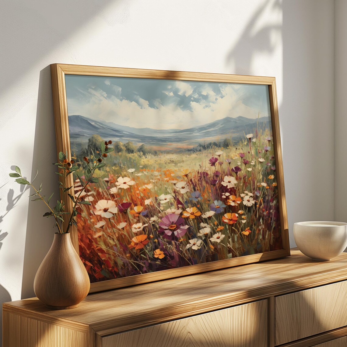Colorful Wildflower Field Painting Mountain Meadow Nature Poster - Image 4
