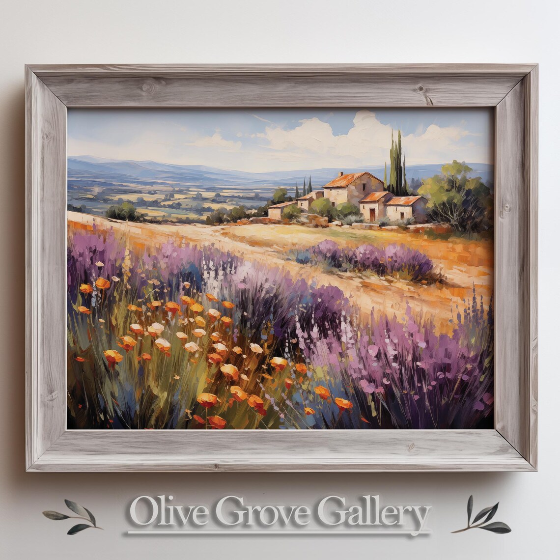 Mediterranean Farmhouse Among Lavender And Poppies Vintage Poster