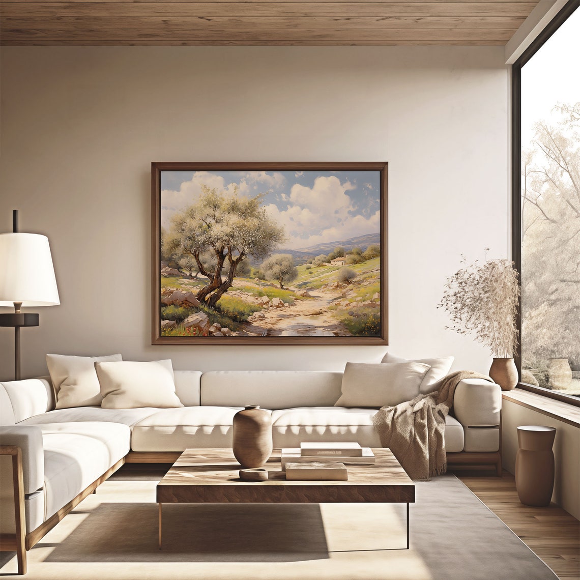Blossoming Tree Spring Valley Dirt Path Farmhouse Oil Painting Poster - Image 4